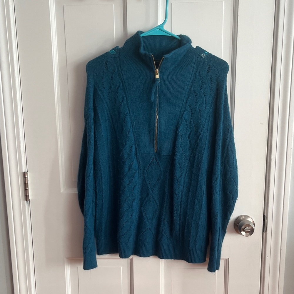Talbots Women's Teal Zip-Up Sweater